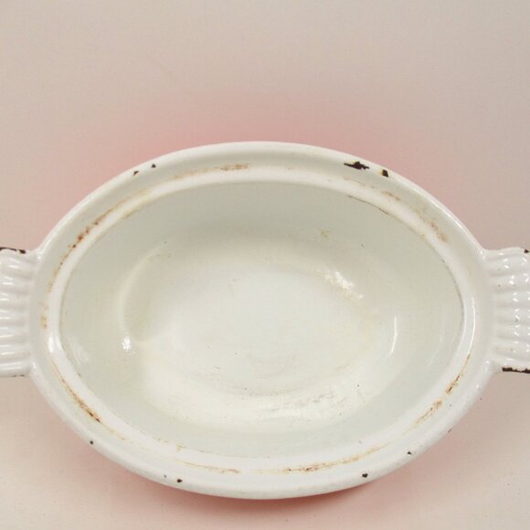 Small Vintage Le Creuset No.18 Cast Iron Casserole Pot Dish Oval Orange Made in - Picture 5 of 9